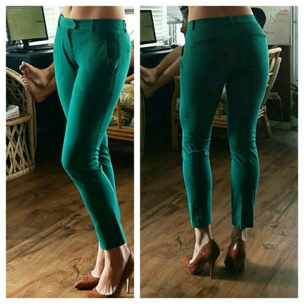 THEORY Sienna Teal Green Bistretch Work Pants 8
